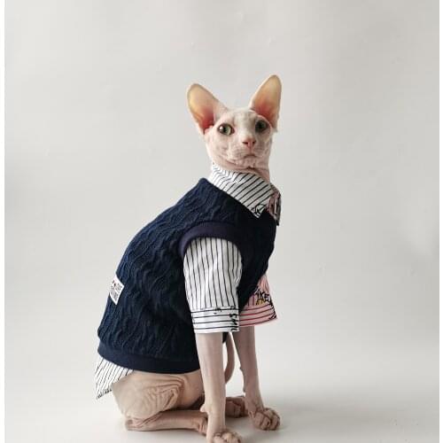 New product Sphinx hairless cat German spring and summer V-neck vest suit simple and versatile