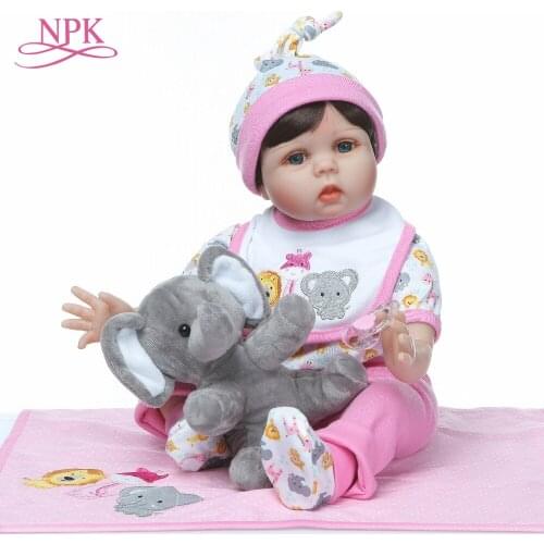 NPK Reborn Baby Lifelike 55cm Girl Cute elephant toy Christmas Gift Plush Toys Kids Playmate Babe Bonecas reborn