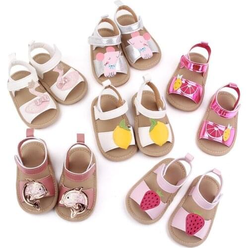 Lovely Cartoon Baby Summer Shoes Fashion Soft Rubber Sole Infants Girls Crib Shoes Anti Slip Breathable Newborn First Walkers
