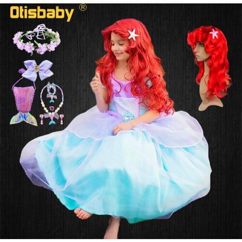 Boutique Tollder Girl Ariel Dress Girls Halloween Carnival Performance Costume Summer Child Fairy Purple Green Princess Dresses