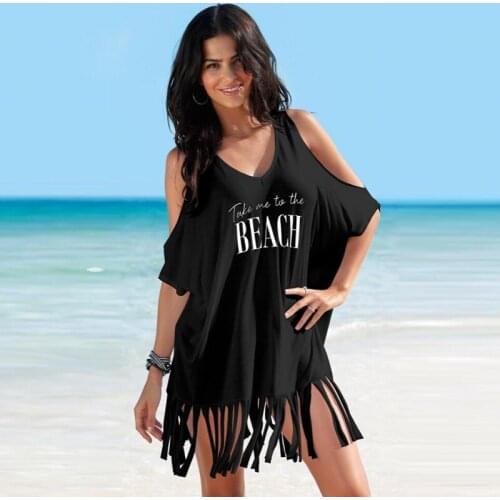 Beach Tunic Swimwear Women Tassel Letters Baggy Swimsuit Bikini Cover Ups Beach Dress Loose Bathing Suit Beach Cover Up AA5723