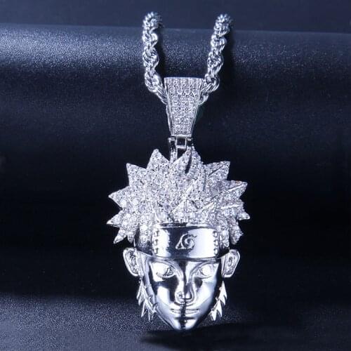 Cartoon Characters Pendant Necklace 2 Colors Fashion Hip Hop Jewelry Cubic Zirconia Mens Necklace With Chain