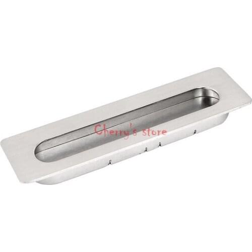 Stainless Steel Rectangular Flush Pulls Drawer Cabinet Cupboard Sliding Door Handle 5 PCS