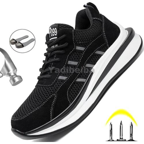 Steel Toe Work Shoes for Men Women Breathable Sneakers Punture-Proof Safety Shoes Industrial Construction Work Safety Boots 2021