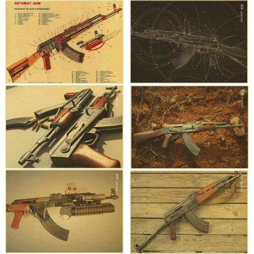 Retro poster the gun AK47 poster Chart military Poster kraft paper vintage poster mens room decorative bar decoration