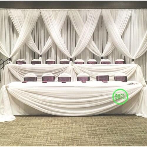 Luxury White Ice silk wedding backdrops with elegant swags Party Decor