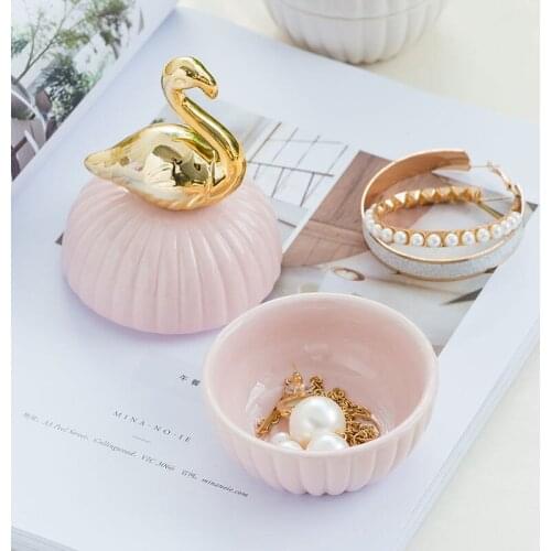 Nordic Ceramic Jewelry Box Jewelry Ring Earring Storage Box Modern Desktop Dresser Decoration Decoration Box Gift