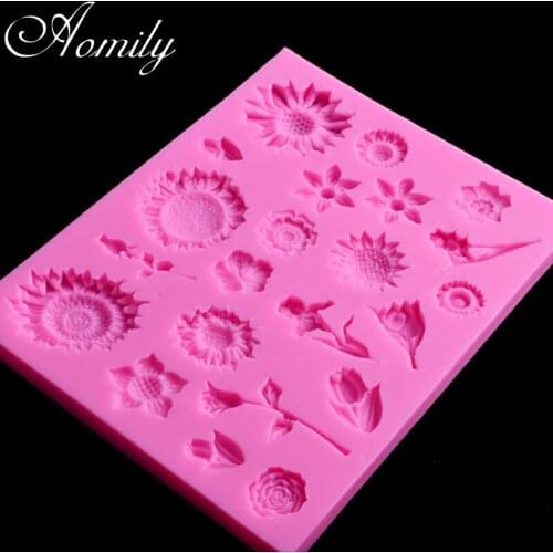 Aomily 22pcs Flowers Cake Mold Silicone Mold Flower Fondant Mould Wedding Cake Decorating Tools Chocolate Mold Baking Supplies