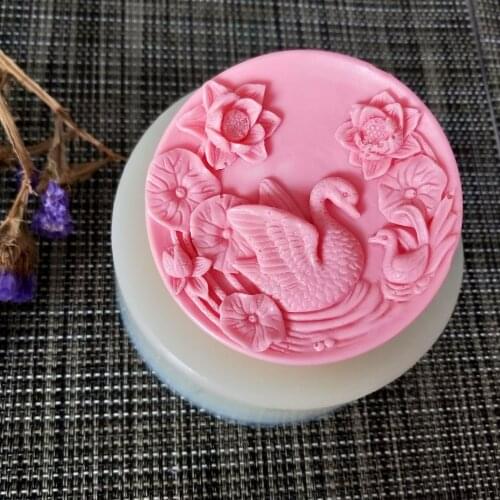 DW0144 PRZY swan lotus silicone mold soap mold DIY manufacturing manual soap making mold candles making polymer clay without BPA