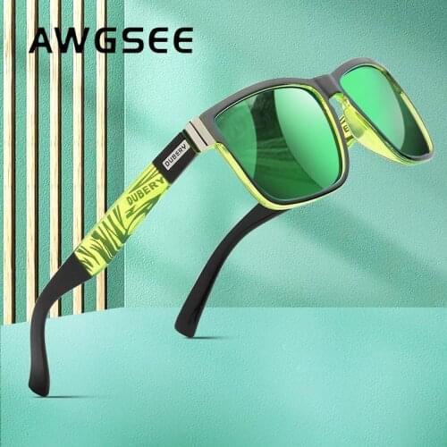 DUBERY Square Polarized Sunglasses Men Women Driving Green Mirror Vintage Male Shades Sun Glasses for Men Women UV400 Oculos D15