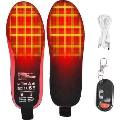 USB Heated Shoe Insoles Rechargeable Heated Insole Remote Control Foot Warmer Electric Heated Insoles Feet Warm Sock Pad Mat