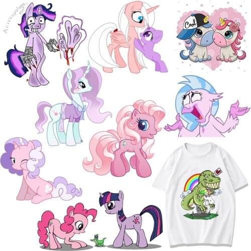 Cute Unicorn Patches Pony Thermal Stickers on Clothes Iron-on Transfers for Clothing Thermoadhesive Patch Diy Applique for Girls