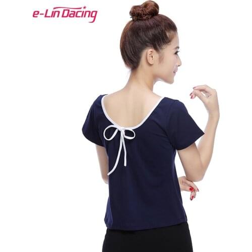 Adult Dance Leotard Short Sleeve Women Yoga Ballet Tops Back Lace Up Dance Training Costume Justaucorps Gymnastique Fille