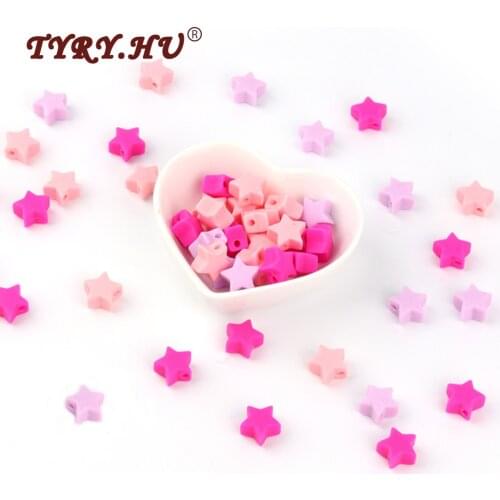TYRY.HU BPA Free Silicone Beads 30Pcs Star Shaped Baby Teething Beads Baby Teethers Chewable Beads For Nursing Necklace Making