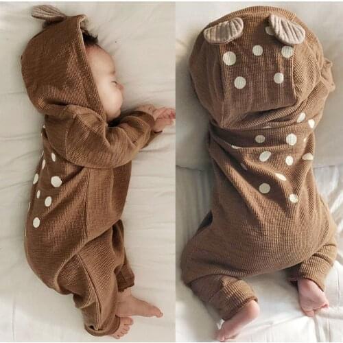 Spot Korean baby cute clothes baby deer cap climbing newborn coat spring baby girl