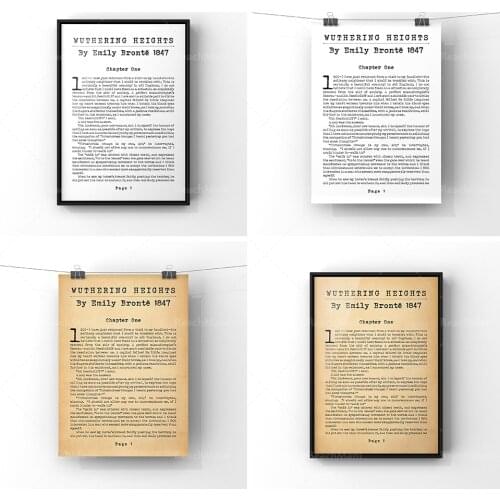 Wuthering Heights By Emily Bronte Book Poster Print | Classic Romantic Novel First Page | Unframed Antique Style Literary Art
