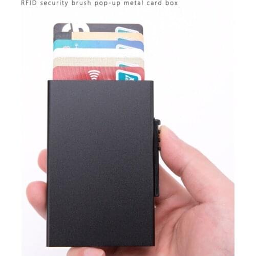 RFID Anti-theft Credit Card Holder Case Men Smart Wallet Metal Bank Credit Cardholder fit 6 ID Cardholders