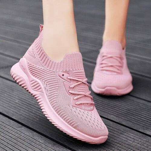 Women Walking Breathable Mesh Sports Shoes Comfortable Fashion Casual Sneakers White 2021