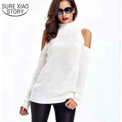 Oversize Women Halter Sweaters 2021 Autumn Fashion Ladies Elegant Knitted Pullovers Female Knitwear Soft Girls Chic Tops 16688