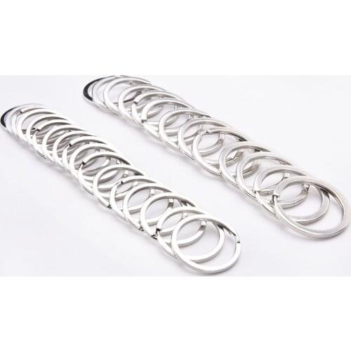100 Pcs Polished Silver Color Keyring Stainless Steel Hole DIY Key Ring Key Chain Rhodium Plated Round Circle Split Keychain