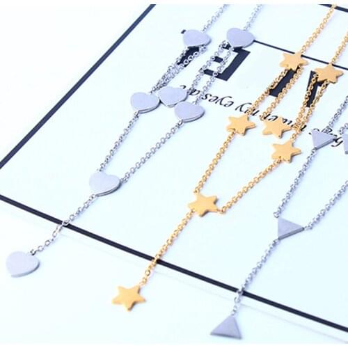 2020 fashion stainless steel ladies pendant necklace jewelry necklace long chain accessories geometric love stars exquisite gift