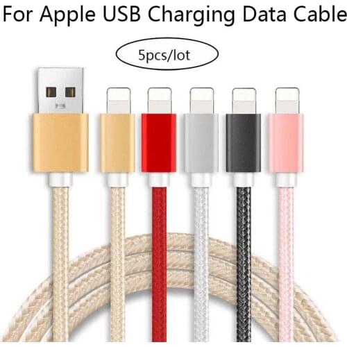 5Pcs Fast USB Charging Data Cable For Apple Phone All Series For iPad Mini IOS 12 8 Charge Cables 1M