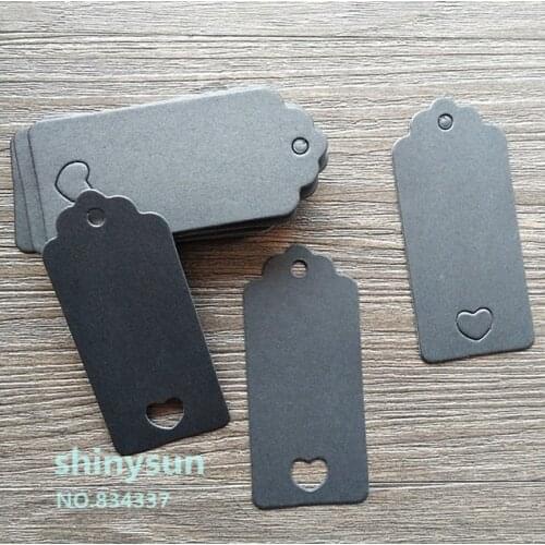 50pcs/lot black Hollowed out heart-shaped Hang tag Retro Gift Hang tag 4x9cm