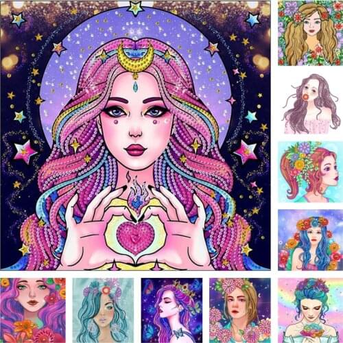 5D DIY Diamond Painting Special-shaped Diamond Embroidery Cartoons Girl Cross Stitch Home Decor Beautiful Princess Woman Picture