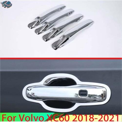 For Volvo XC60 2018 2019 ABS Chrome Door Handle Cover With Smart Key Hole Catch Cap Trim Molding