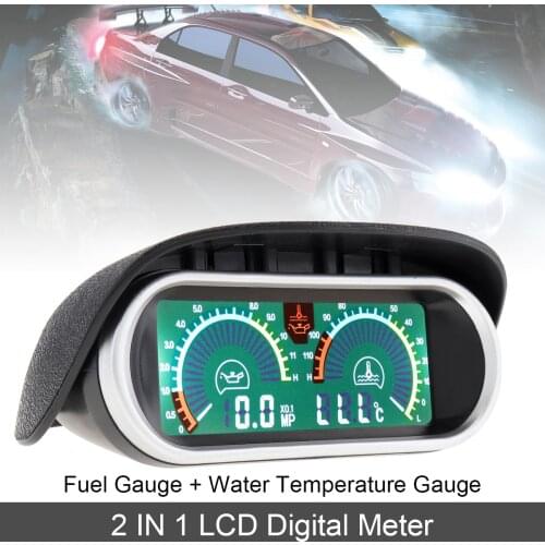 12V 2 In 1 Car LCD Digital Meter Fuel Gauge + Water Temperature Gauge with Sensor Universal Car Voltage Gauges for Car / Truck