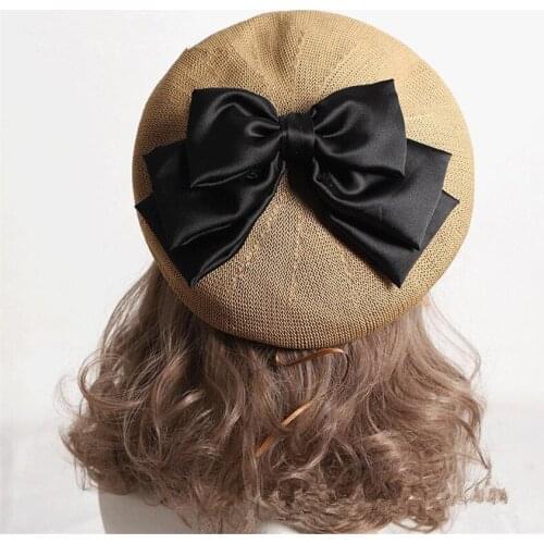 Lolita Berets Polyster Breathable Hat Women Girls Bow Summer Beach Party Women Cap D707