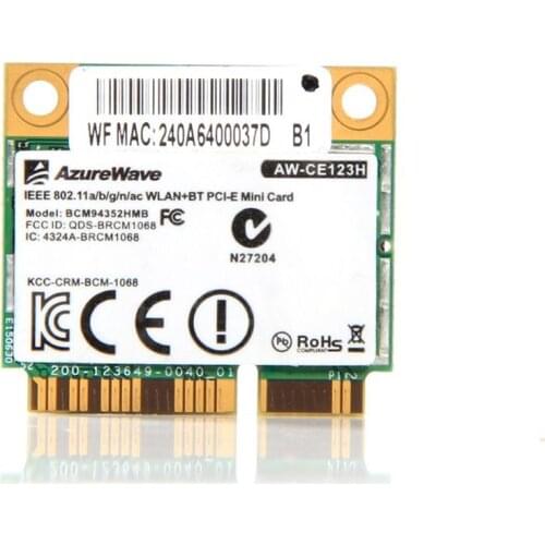 Wireless Adapter Card for Broadcom BCM94352HMB Azurewave AW-CE123H 802.11ac WIFI 867Mbps ac Bluetooth bt 4.0 Combo mini Card