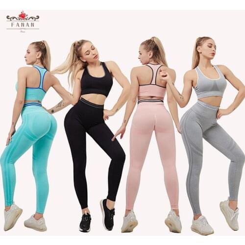 Seamless Women Yoga Sets Sports Workout Clothing Suits Fitness Tights Elastic Outfits Bras Leggings Pants 2pcs Athletic Yoga Set