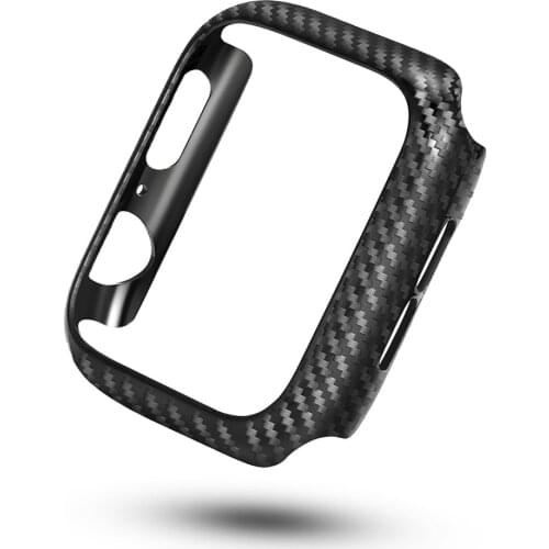 Black Cover Thin Carbon Fiber Bumper for Apple Watch SE Case 40mm 44mm 38mm 42mm Frame Edges Series 6 5 4 3 2 Hard Shell