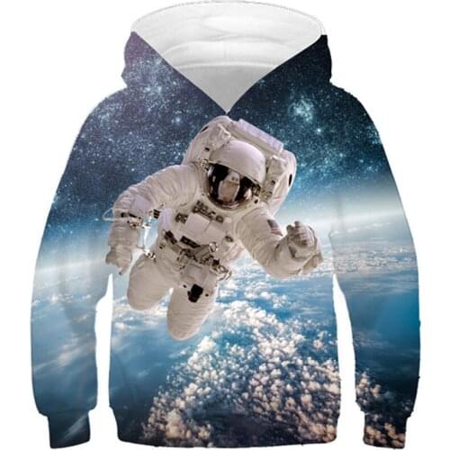 Children 3D Hoodies Galaxy Space Astronaut Cat Map Ufo Dog Fish Print Boys Girls Hooded Sweatshirts Kids Pullover Clothes 4-13Y
