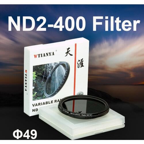 WTIANYA 49mm ND2-400 Fader Variable Neutral Density ND Filter 49 mm for DSLR Camera Adjustable ND2 ND4 ND8 to ND400