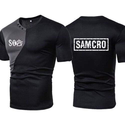 NEW High quality Men T-shirt SOA Sons of anarchy SAMCRO print Crew neck top Summer New 100% cotton Men short sleeve