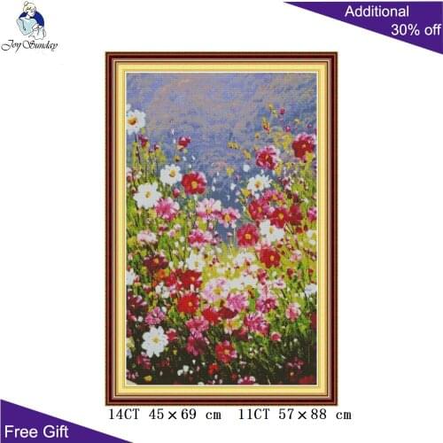 Joy Sunday Pastoral Flowers Cross Stitch H807 14CT 11CT Stamped and Counted Home Decor Pastoral Flowers DIY Cross Stitch Kits