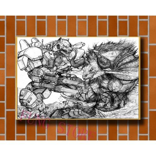K035 Science Fiction Mech Warrior Robot Monster Originality Custom Silk Poster Home Deco Wall Art Christmas Gift