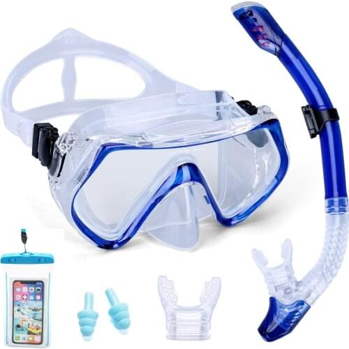 Adult Snorkel Set Anti-fog Diving Mask with Impact Resistant Tempered Glass Snorkeling Gear Swimming