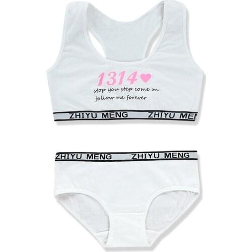 10 Sets/lot Teenage Clothes Sets Teenager Sport Underwear Training Bra for Girls Teen Bra and Panties Sets 8-14Y
