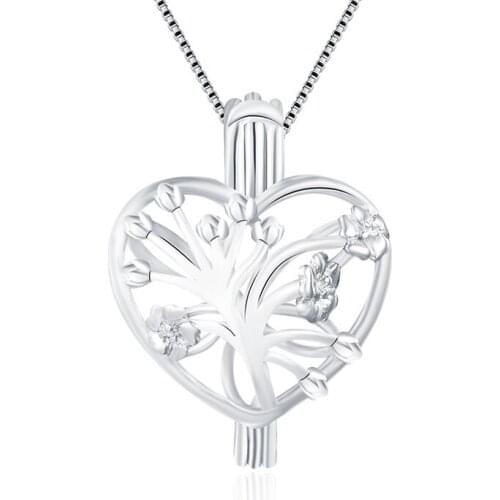 CLUCI 3pcs 925 Sterling Silver Dainty Heart Design Pearl Locket Flower Pattern Pendant for Necklace Making Women Jewelry SC112SB