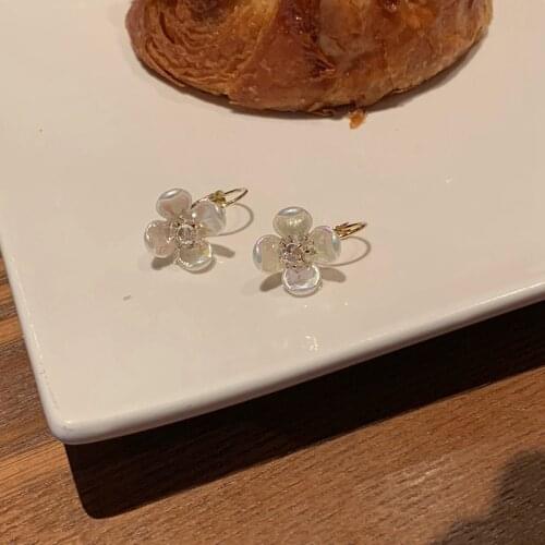 Minar Romantic Rhinestone Rainbow Flower Hoop Earrings for Women Korean Vintage Girl Earrings Wedding Jewellery Accessories