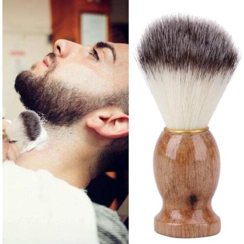 Men Shaving Beard Cleaning Brush Nylon Hair Wood Handle Facial Salon Tool Beard Brush