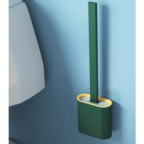 Nail Free Toilet Brush Holder Set Fashion Colorful Plastic Material No Dead Corner Brush