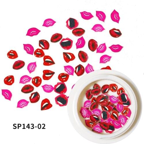 Red Lips Love Heart Flower Nail Art Stickers Wood Pulp Sheet Waterproof DIY Accessories Jewelry Nail Patch Valentines Day