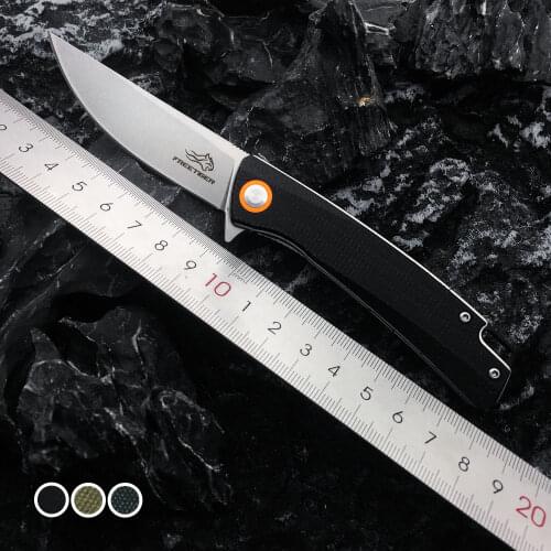 FERRTIGER FT959 Linen Handls D2 Blade Ball bearing Folding knife Outdoor Camping self-defense fishing hiking pocket knife EDC