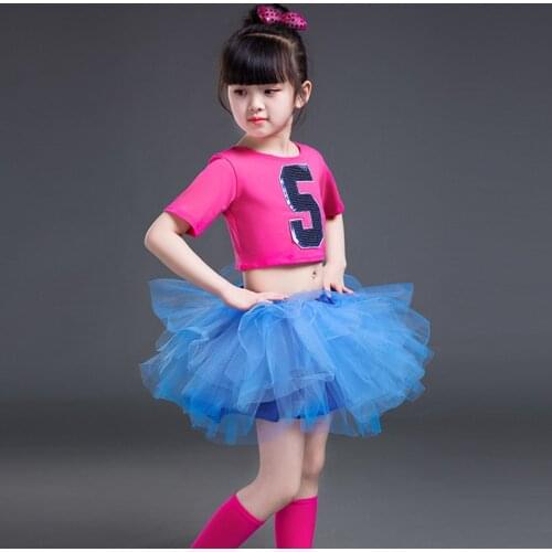 Girl Modern Tutu Skirt Jazz Dance Costume Children Hip Hop Dancewear for Kids Ballet Dress Street Dance Stage Performance