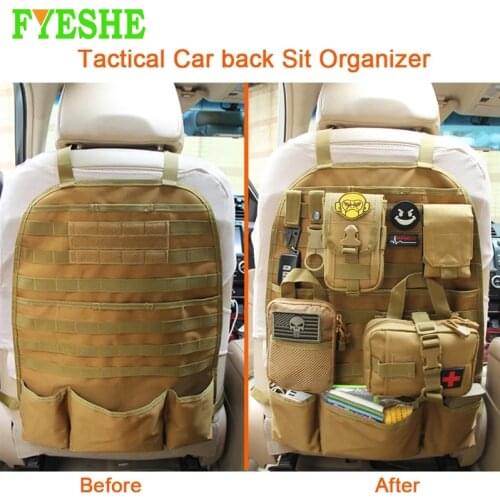 Tactical Multi-function Car Back Seat Organizer Sports Accessory Storage Pockets Military Package Outdoor Molle Seat Cover Bag
