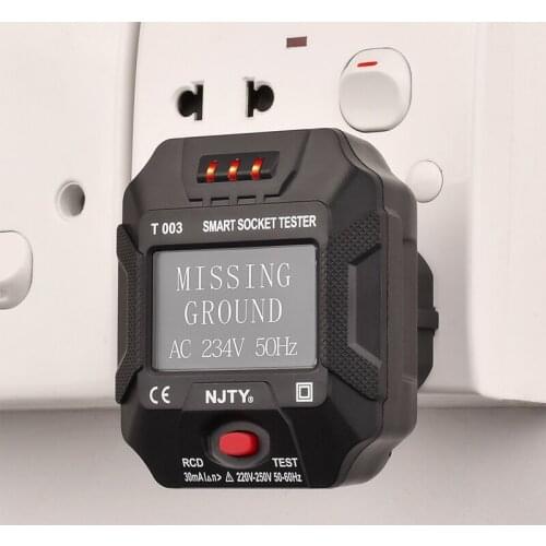 T003 Digital Display Socket Tester Plug Circuit Breaker Finder Smart EU Plug Detector Voltage Test Multi-function Electroscope